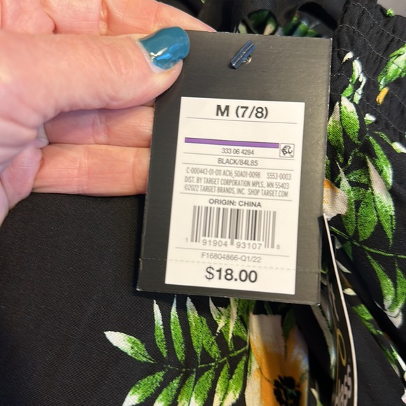 Girls Black,bright floral, flat front, pull-on lounge pants with belt. Art class - Picture 11 of 14